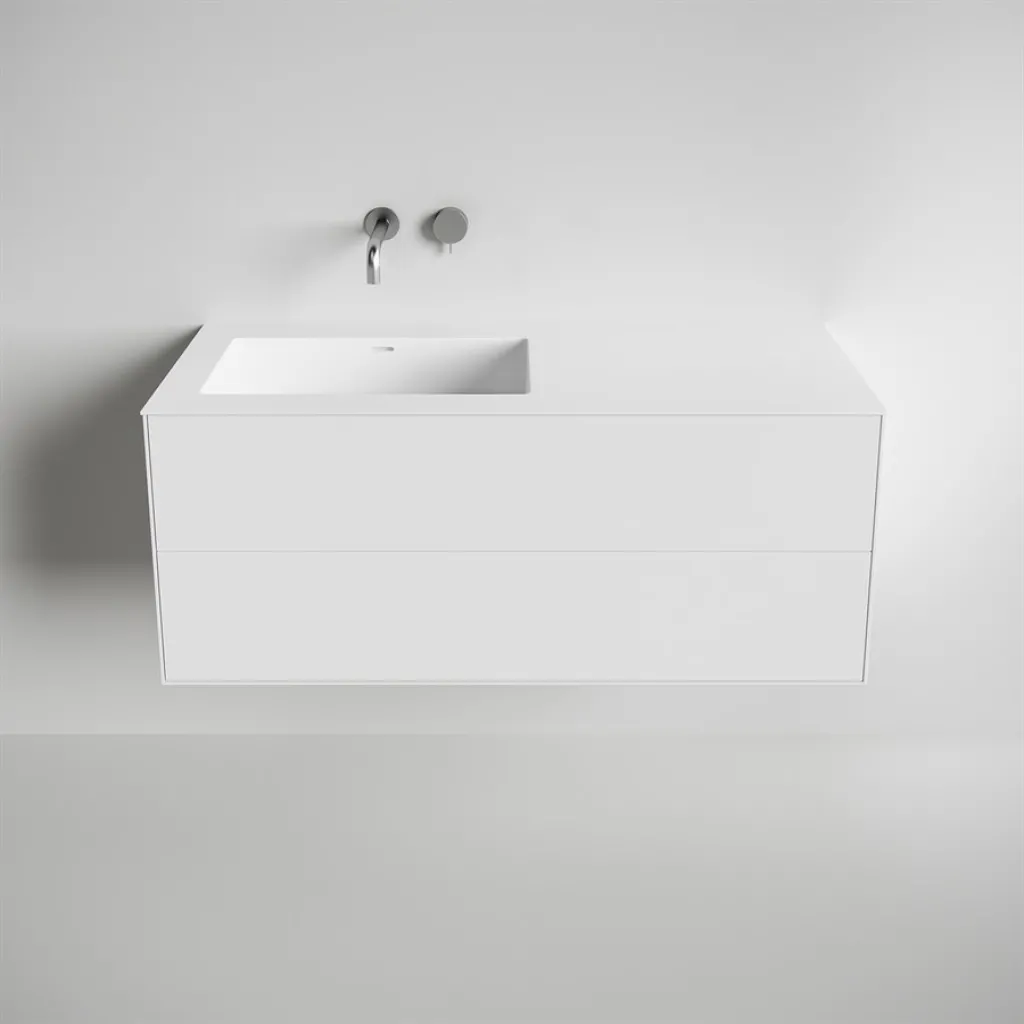 Copenhagen Chic 120L - Badrumsmöbler, Corian®, Mattvit