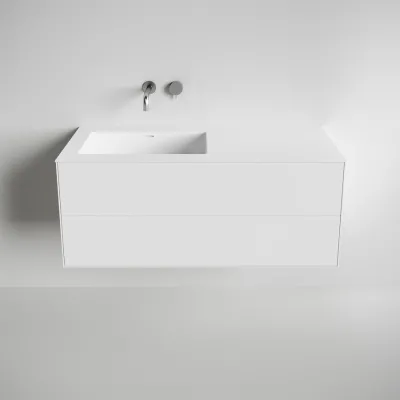 Copenhagen Chic 120L - Badrumsmöbler, Corian®, Mattvit