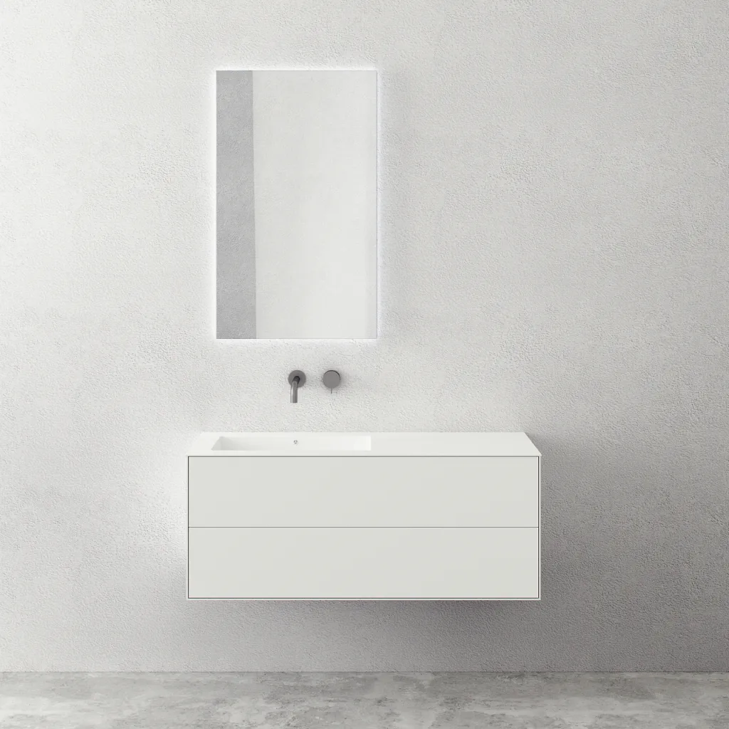 Copenhagen Chic 120L - Badrumsmöbler, Corian®, Mattvit