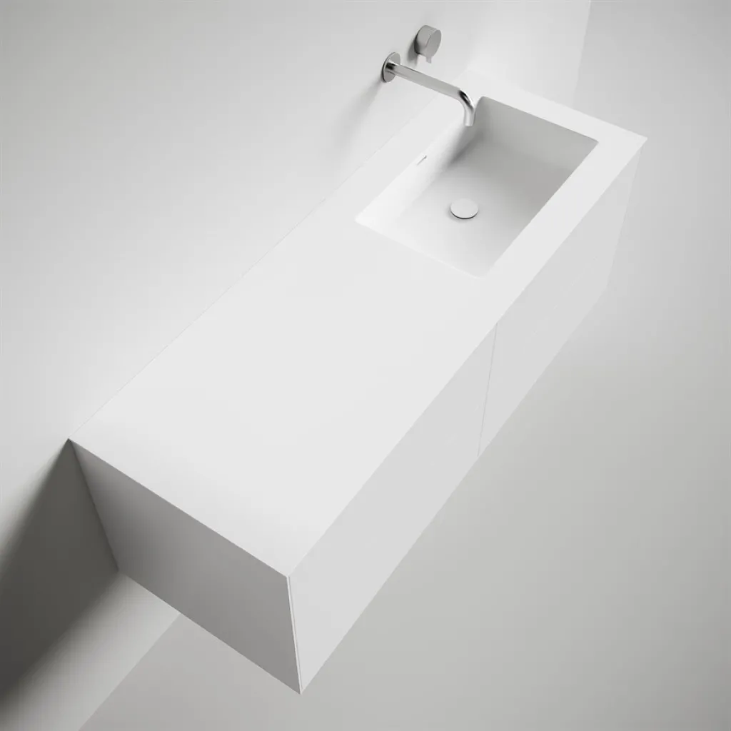 Copenhagen Chic 140R - Badrumsmöbler, Corian®, Mattvit