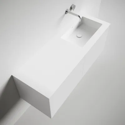 Copenhagen Chic 140R - Badrumsmöbler, Corian®, Mattvit