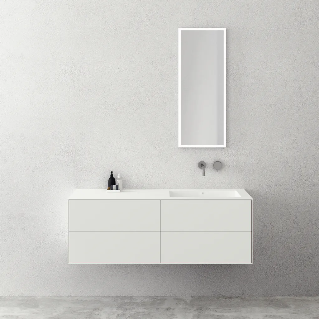 Copenhagen Chic 140R - Badrumsmöbler, Corian®, Mattvit