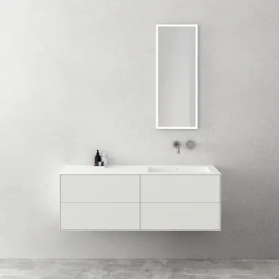 Copenhagen Chic 140R - Badrumsmöbler, Corian®, Mattvit