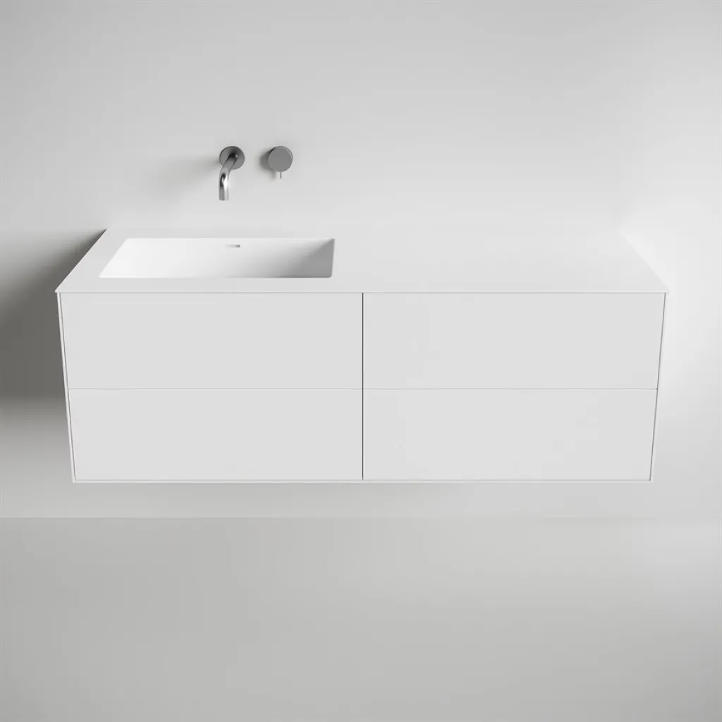 Copenhagen Chic 140L - Badrumsmöbler, Corian®, Mattvit