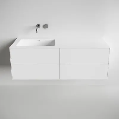 Copenhagen Chic 140L - Badrumsmöbler, Corian®, Mattvit