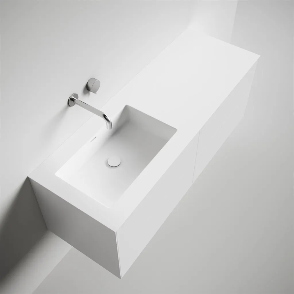 Copenhagen Chic 140L - Badrumsmöbler, Corian®, Mattvit
