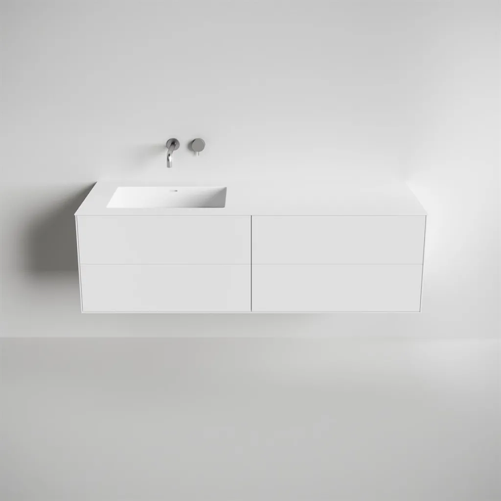 Copenhagen Chic 160L - Badrumsmöbler, Corian®, Mattvit