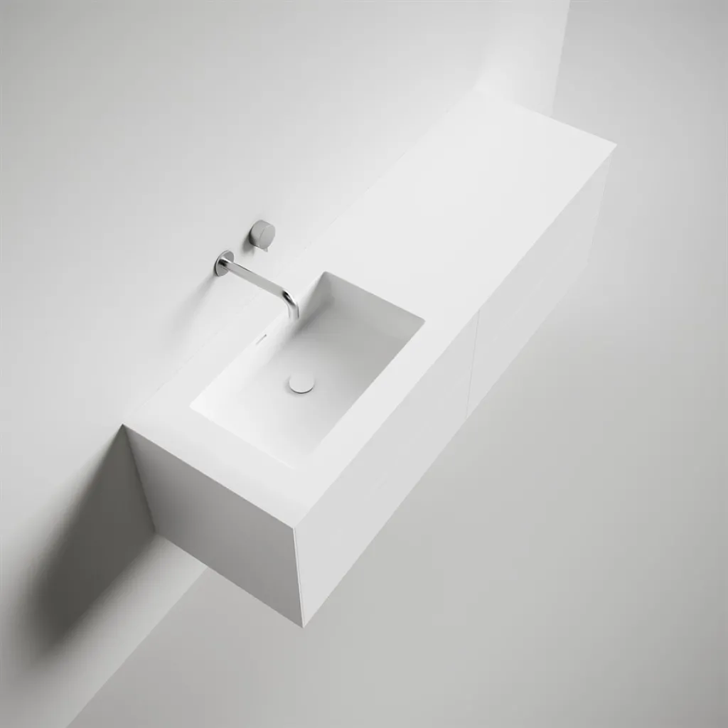 Copenhagen Chic 160L - Badrumsmöbler, Corian®, Mattvit