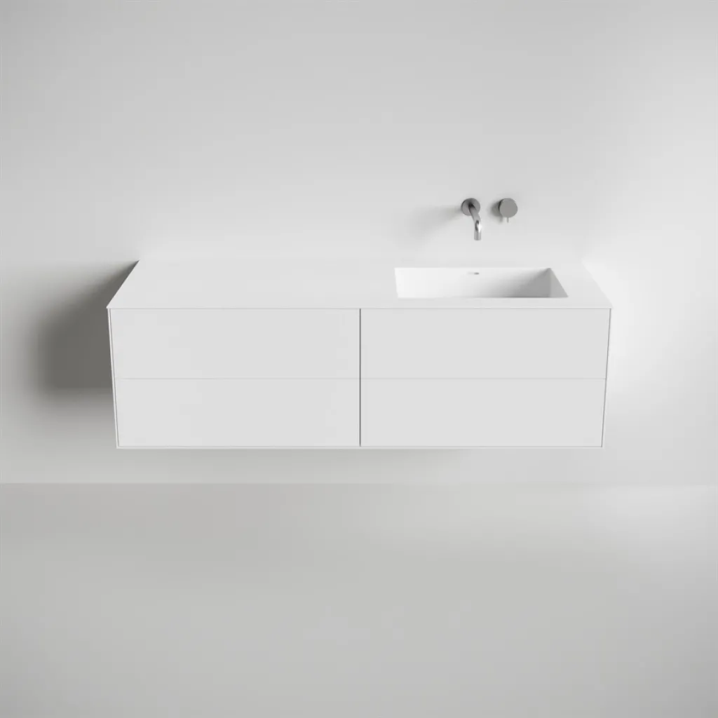 Copenhagen Chic 160R - Badrumsmöbler, Corian®, Mattvit