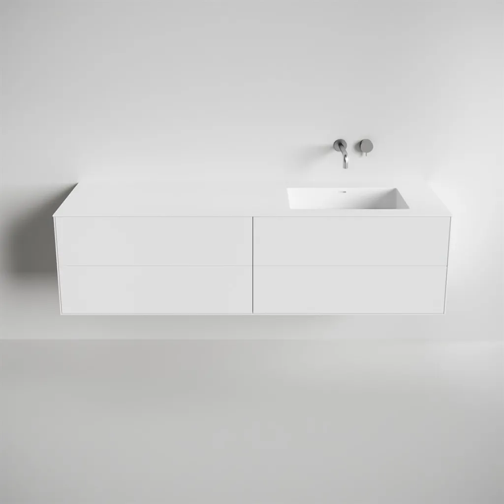 Copenhagen Chic 180R - Badrumsmöbler, Corian®, Mattvit