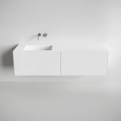 Copenhagen Chic 180L - Badrumsmöbler, Corian®, Mattvit
