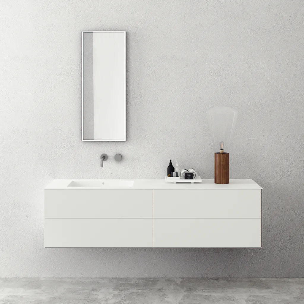 Copenhagen Chic 180L - Badrumsmöbler, Corian®, Mattvit