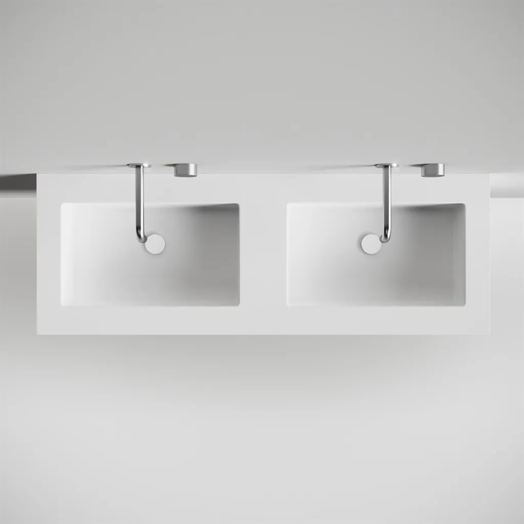 Copenhagen Chic 140D - Badrumsmöbler, Corian®, Mattvit