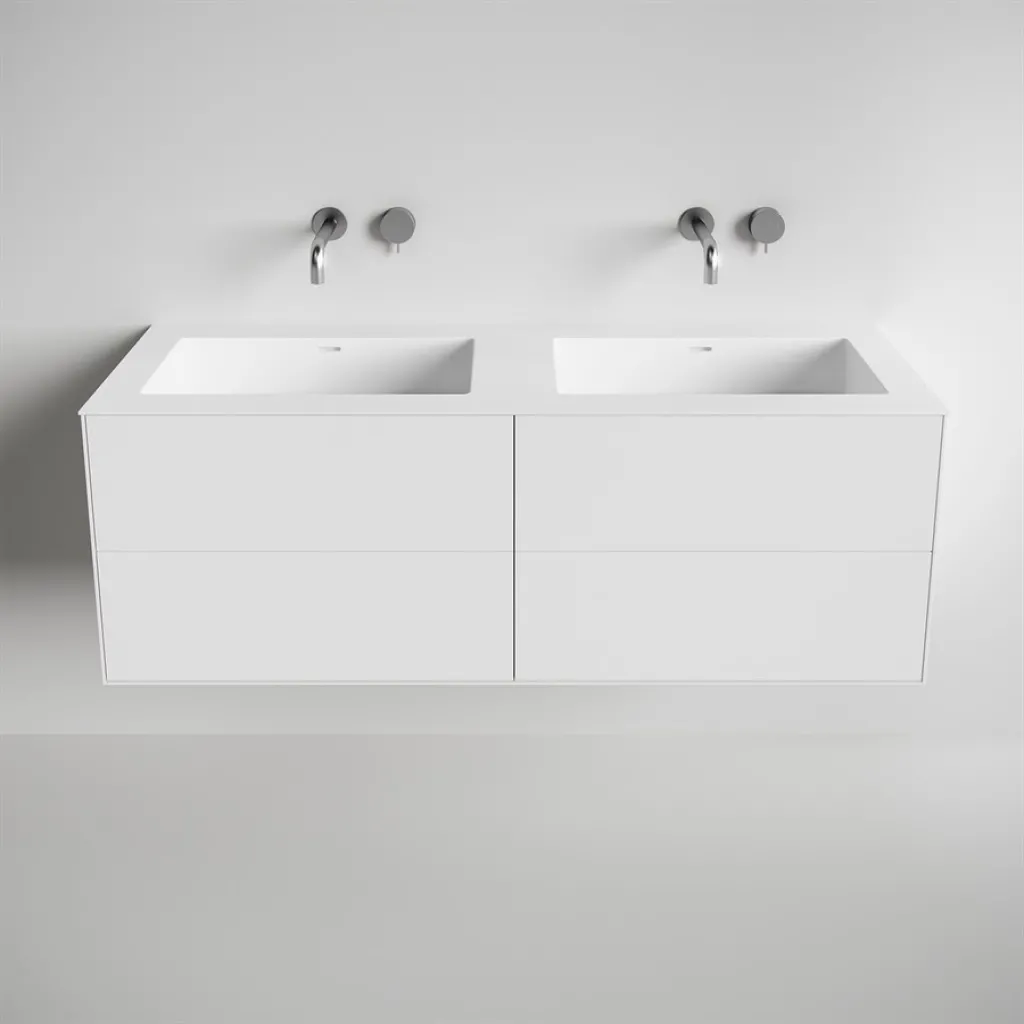 Copenhagen Chic 140D - Badrumsmöbler, Corian®, Mattvit
