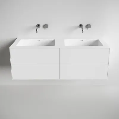 Copenhagen Chic 140D - Badrumsmöbler, Corian®, Mattvit