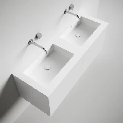 Copenhagen Chic 140D - Badrumsmöbler, Corian®, Mattvit
