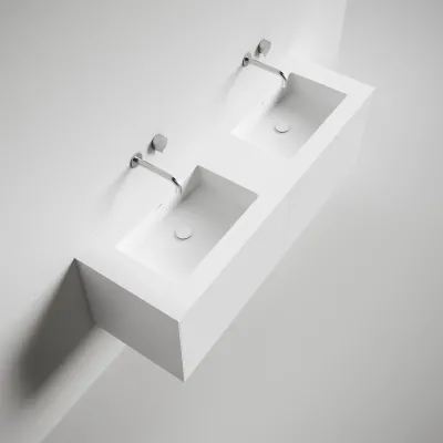 Copenhagen Chic 160D - Badrumsmöbler, Corian®, Mattvit