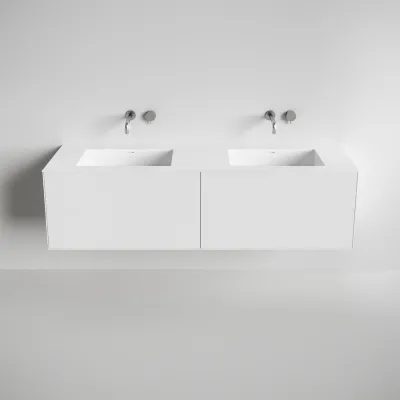Copenhagen Chic 180D - Badrumsmöbler, Corian®, Mattvit