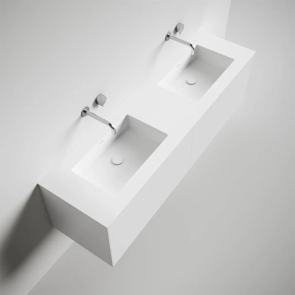 Copenhagen Chic 180D - Badrumsmöbler, Corian®, Mattvit