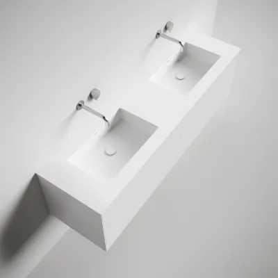 Copenhagen Chic 180D - Badrumsmöbler, Corian®, Mattvit