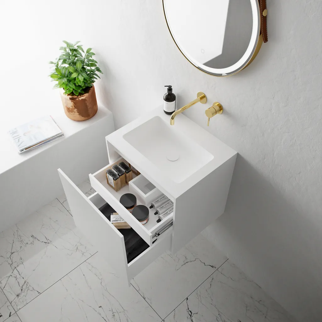 Compact Waterproof 50x40 - Tvättskåp, Matt Vit SolidTec®