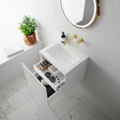 Compact Waterproof 50x40 - Tvättskåp, Matt Vit SolidTec®