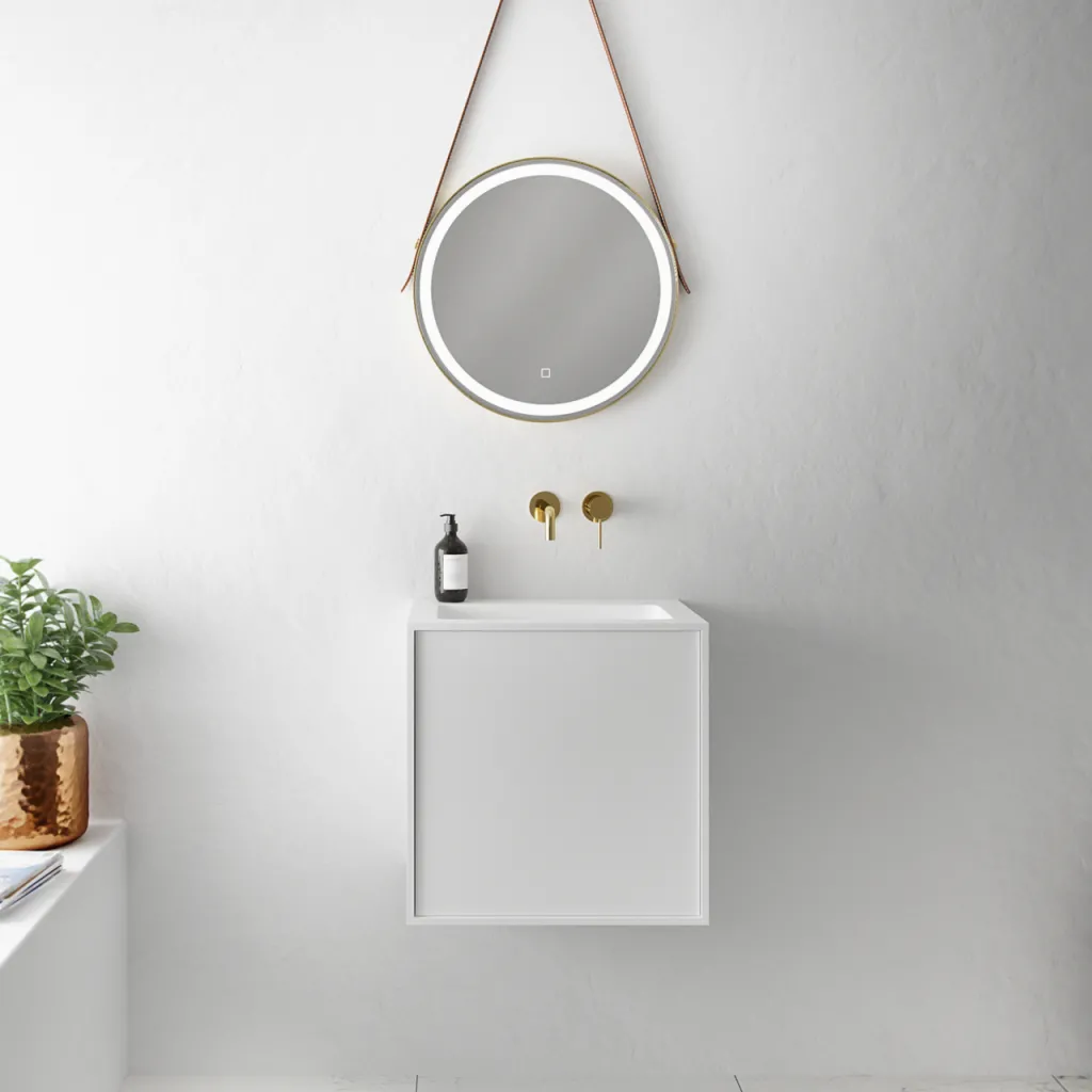 Compact Waterproof 50x40 - Tvättskåp, Matt Vit SolidTec®