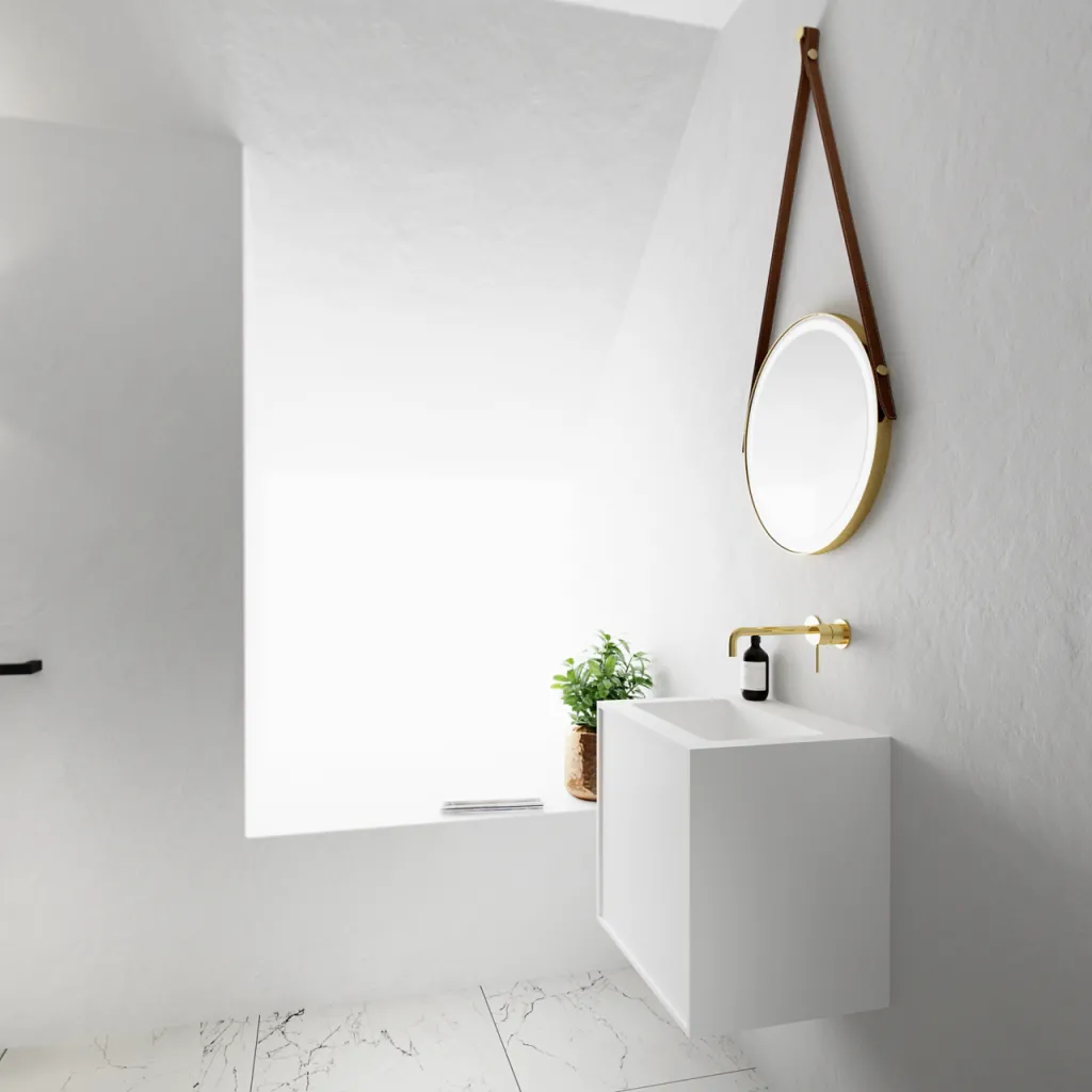 Compact Waterproof 50x40 - Tvättskåp, Matt Vit SolidTec®