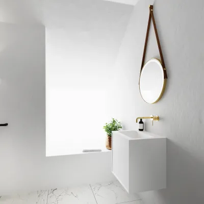 Compact Waterproof 50x40 - Tvättskåp, Matt Vit SolidTec®