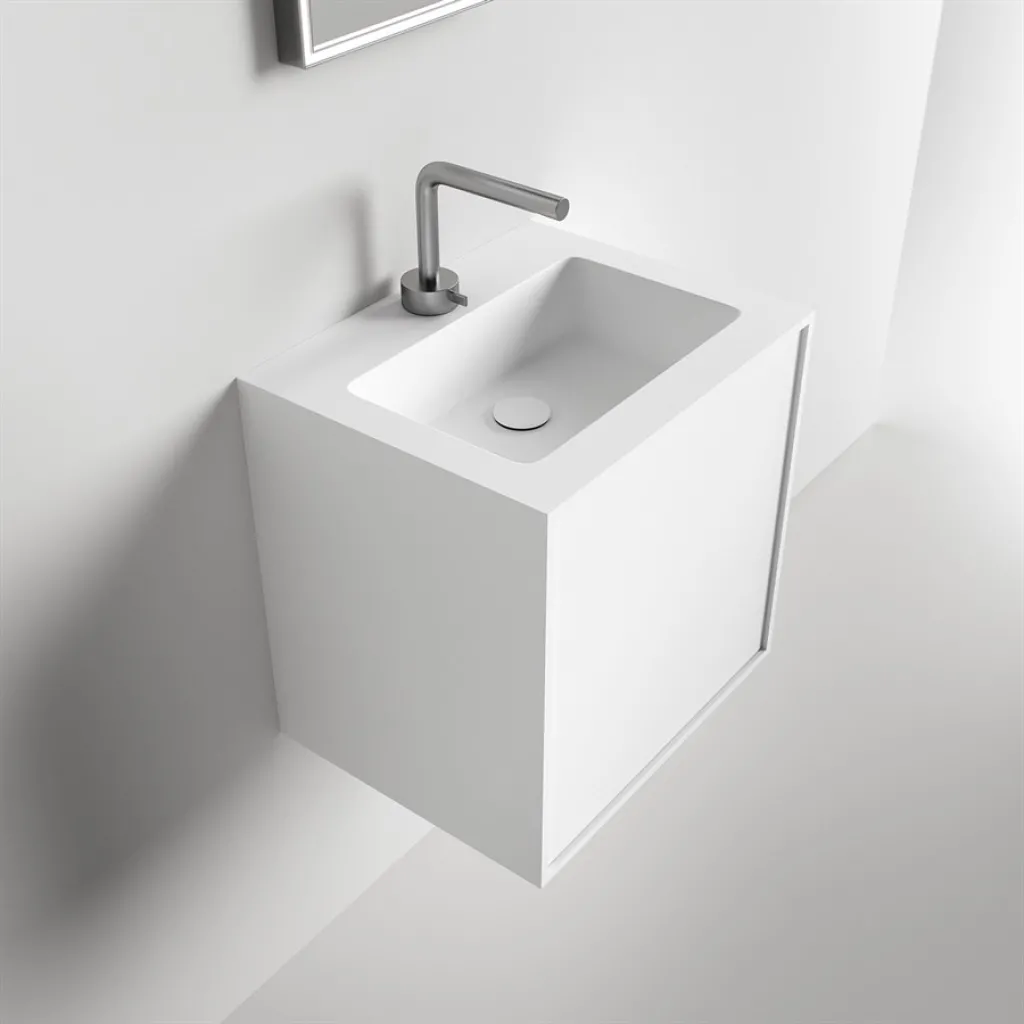 Compact Waterproof 50x40 - Tvättskåp, Matt Vit SolidTec®