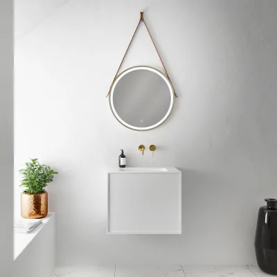 Compact Waterproof 60x40 - Tvättskåp, Matt Vit SolidTec®