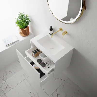 Compact Waterproof 60x40 - Tvättskåp, Matt Vit SolidTec®