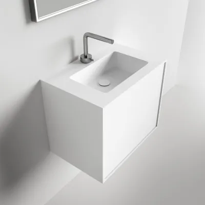 Compact Waterproof 60x40 - Tvättskåp, Matt Vit SolidTec®