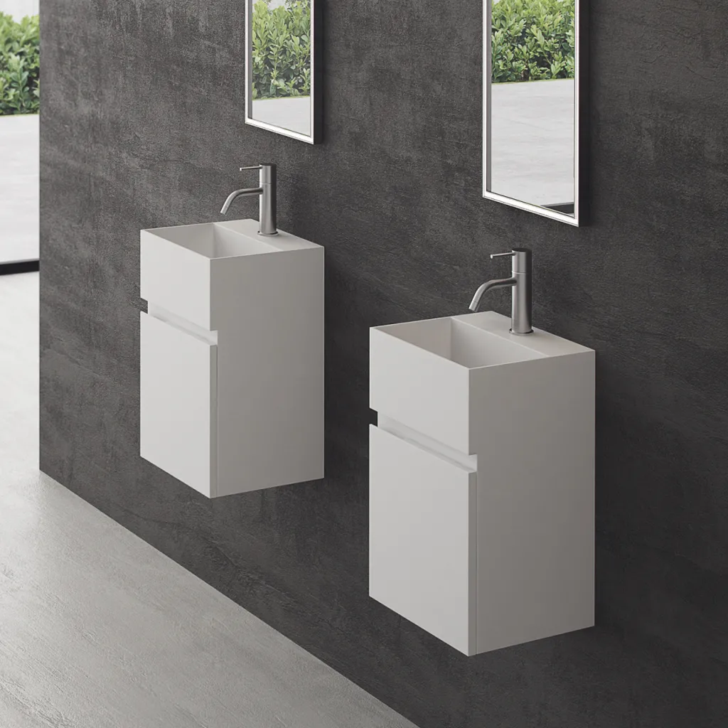Compact 05 - Tvättställsskåp 32x28, Matt Vit SolidTec®