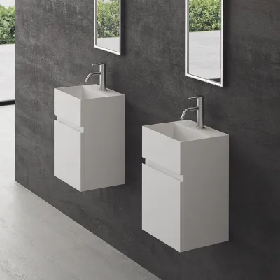 Compact 05 - Tvättställsskåp 32x28, Matt Vit SolidTec®