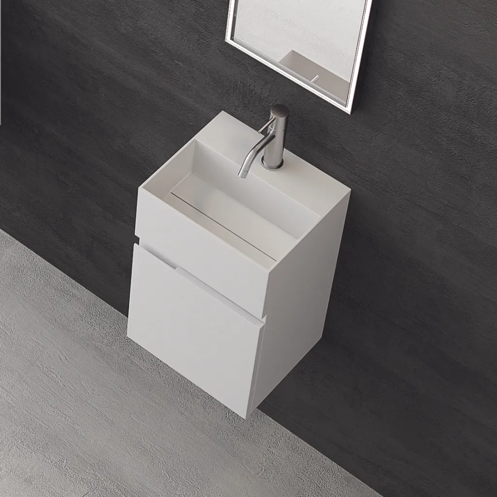 Compact 05 - Tvättställsskåp 32x28, Matt Vit SolidTec®