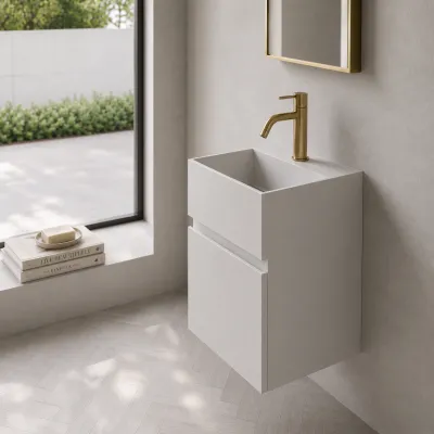 Compact 05 - Tvättställsskåp 32x28, Matt Vit SolidTec®