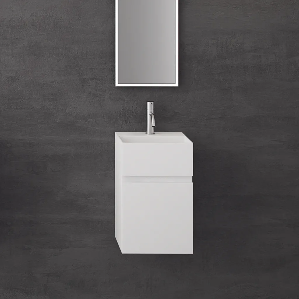 Compact 05 - Tvättställsskåp 32x28, Matt Vit SolidTec®