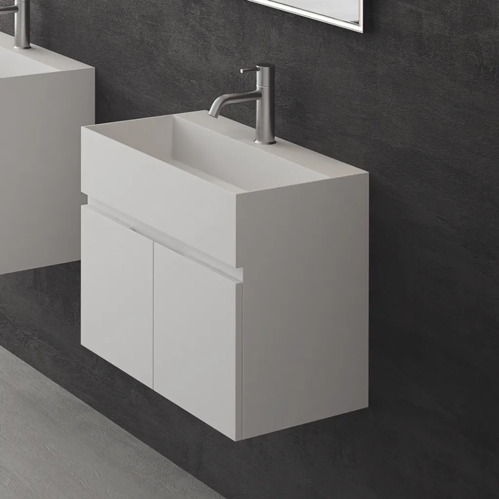 Compact 07 - Tvättställsskåp 60x35, Matt Vit SolidTec®