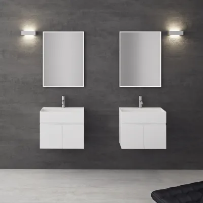 Compact 07 - Tvättställsskåp 60x35, Matt Vit SolidTec®