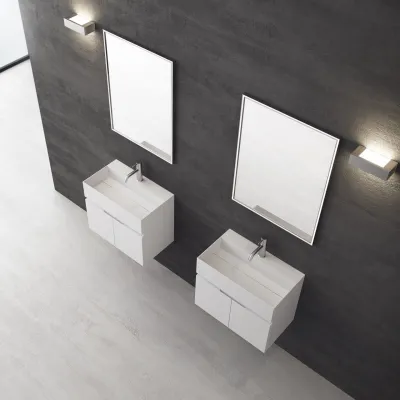 Compact 07 - Tvättställsskåp 60x35, Matt Vit SolidTec®