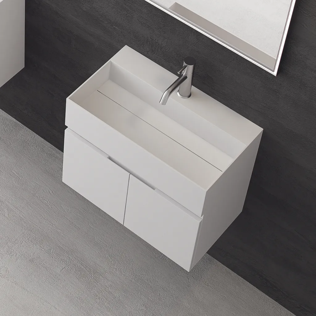 Compact 07 - Tvättställsskåp 60x35, Matt Vit SolidTec®