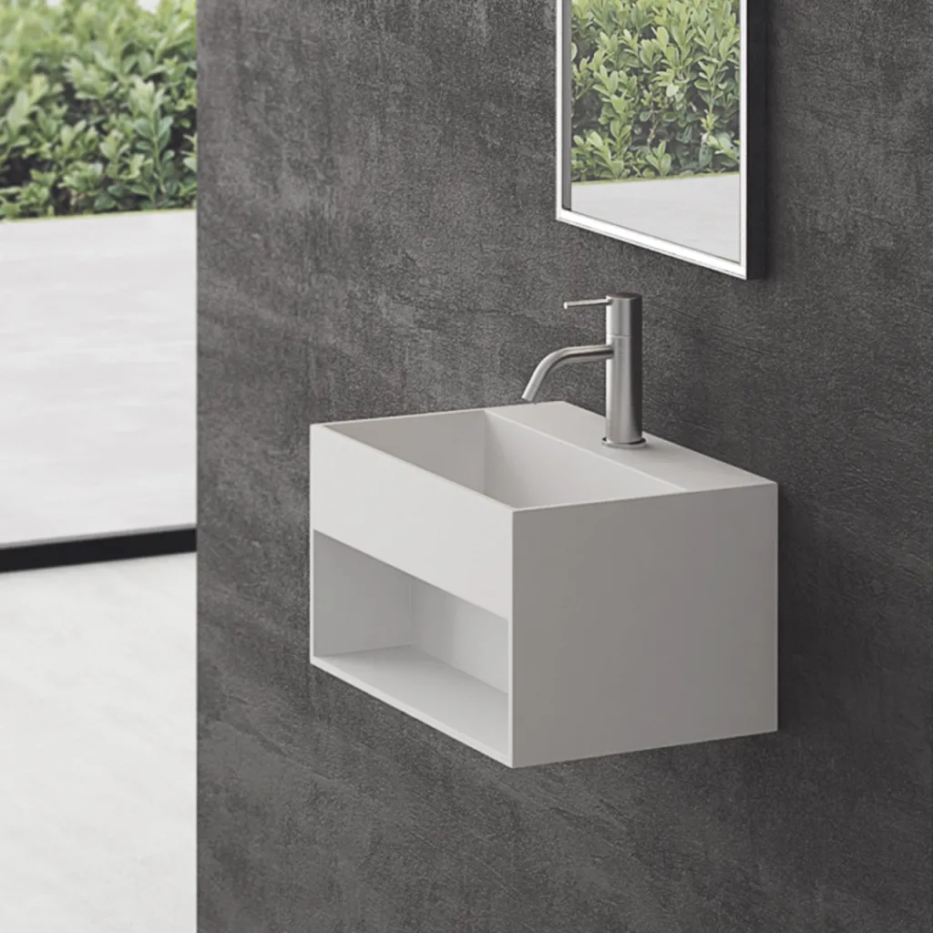 Boxo 45S - 45x30 cm Tvättställ med förvaring, Mathvid SolidTec®