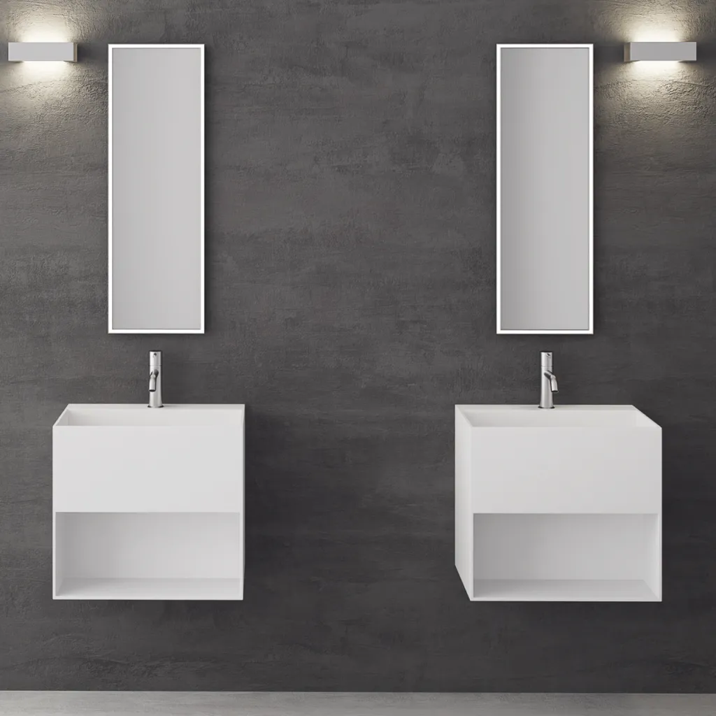 Boxo 55 - 55x40 Tvättställ med förvaring, Matt Vit SolidTec®