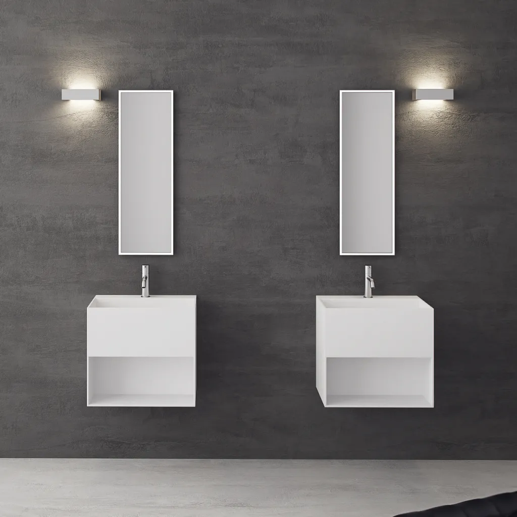 Boxo 55 - 55x40 Tvättställ med förvaring, Matt Vit SolidTec®