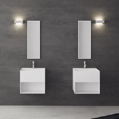 Boxo 55 - 55x40 Tvättställ med förvaring, Matt Vit SolidTec®
