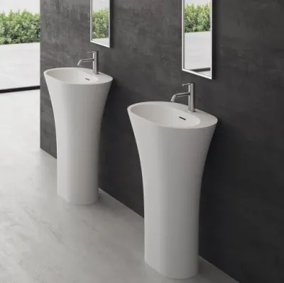White Bucatini - 90hx63x42 Sockel-tvättställ, Mathvid SolidTec®