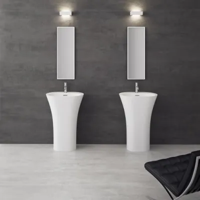 White Bucatini - 90hx63x42 Sockel-tvättställ, Mathvid SolidTec®