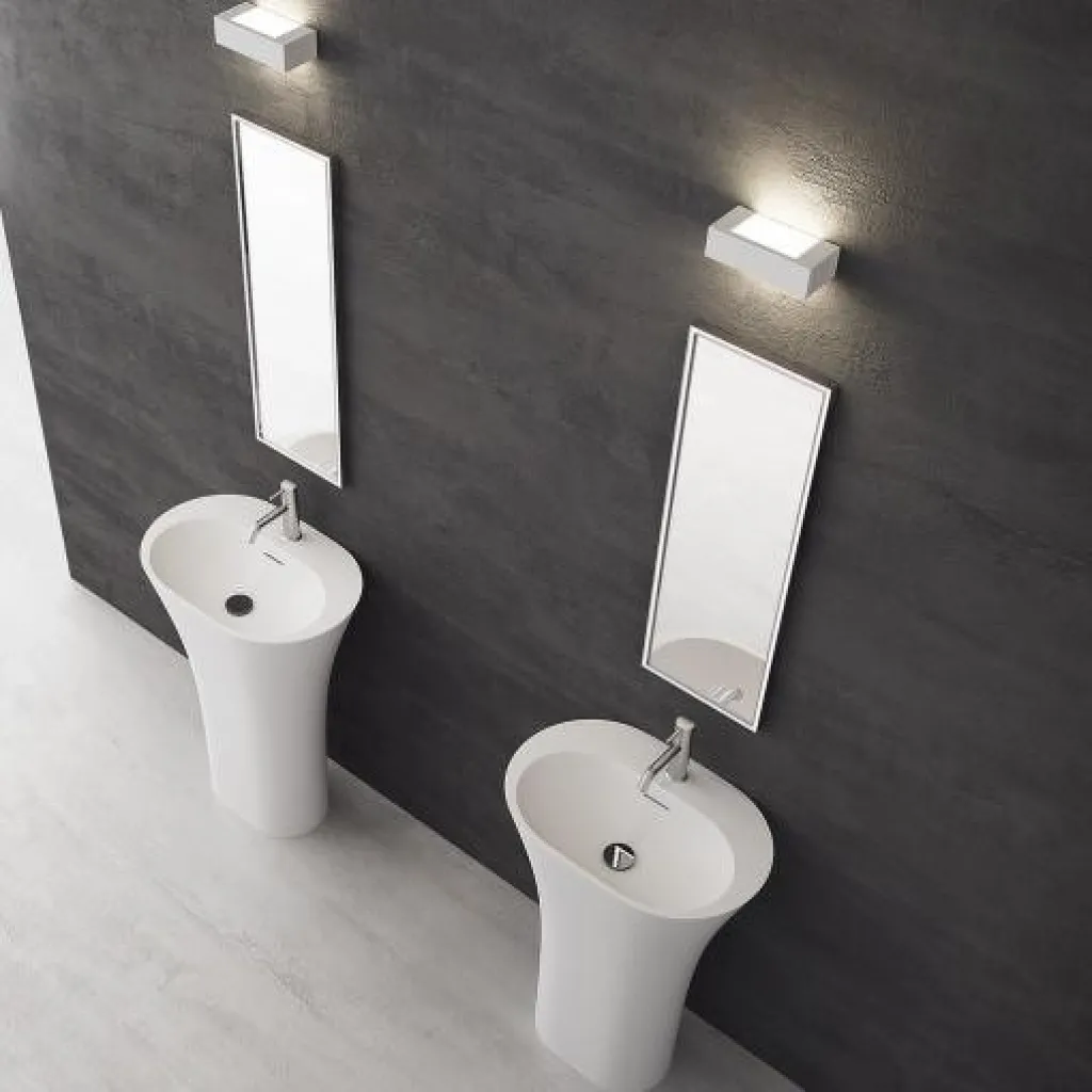 White Bucatini - 90hx63x42 Sockel-tvättställ, Mathvid SolidTec®