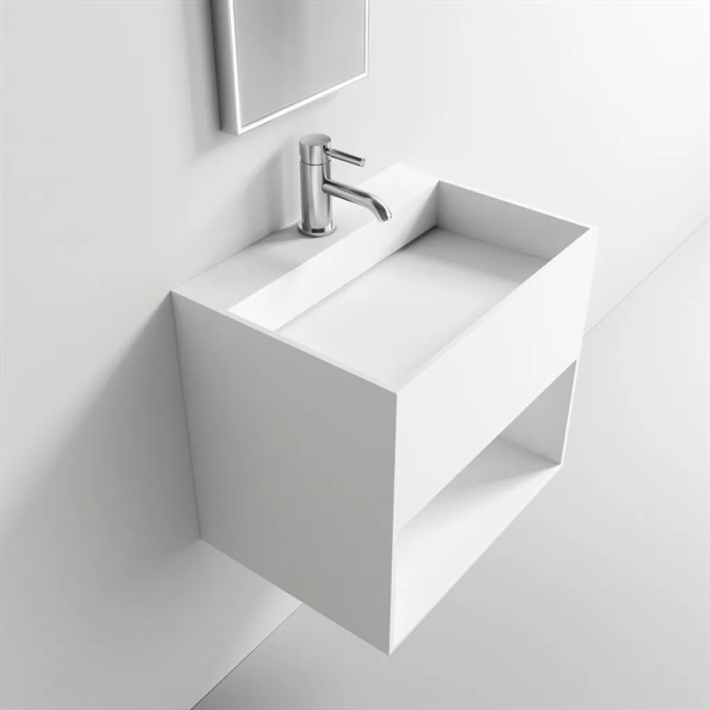 Boxo Inside 55 - 55x40 Tvättställ med förvaring, Matt Vit SolidTec®